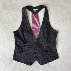 Charlotte Russe grey plaid fitted vest